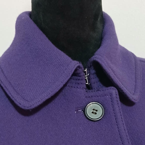 J.CREW Double Cloth Italian Lady Day Wool Blend Deep Purple Pea Coat Size 8 - Picture 5 of 16